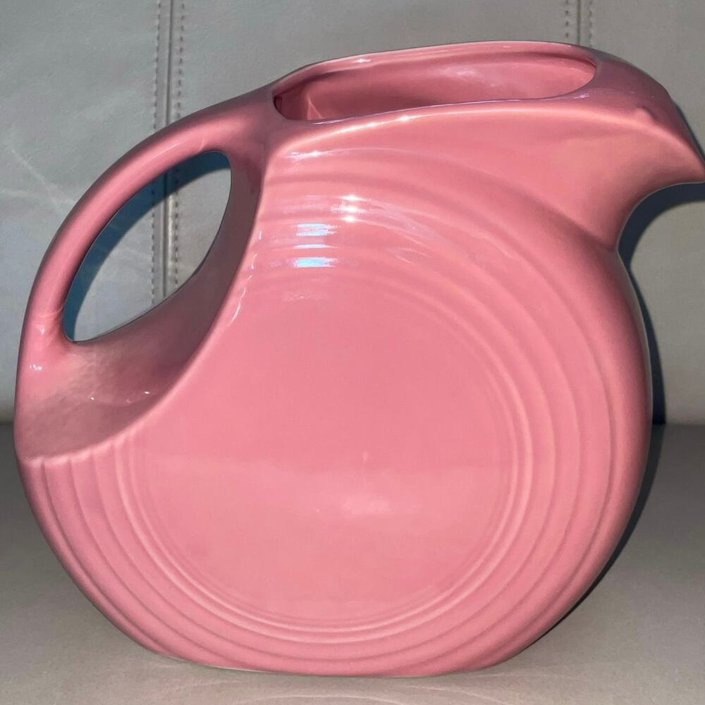Vintage Fiestaware Rose Pink Large 67oz Disk Pitcher - Post 1986 Factory Second